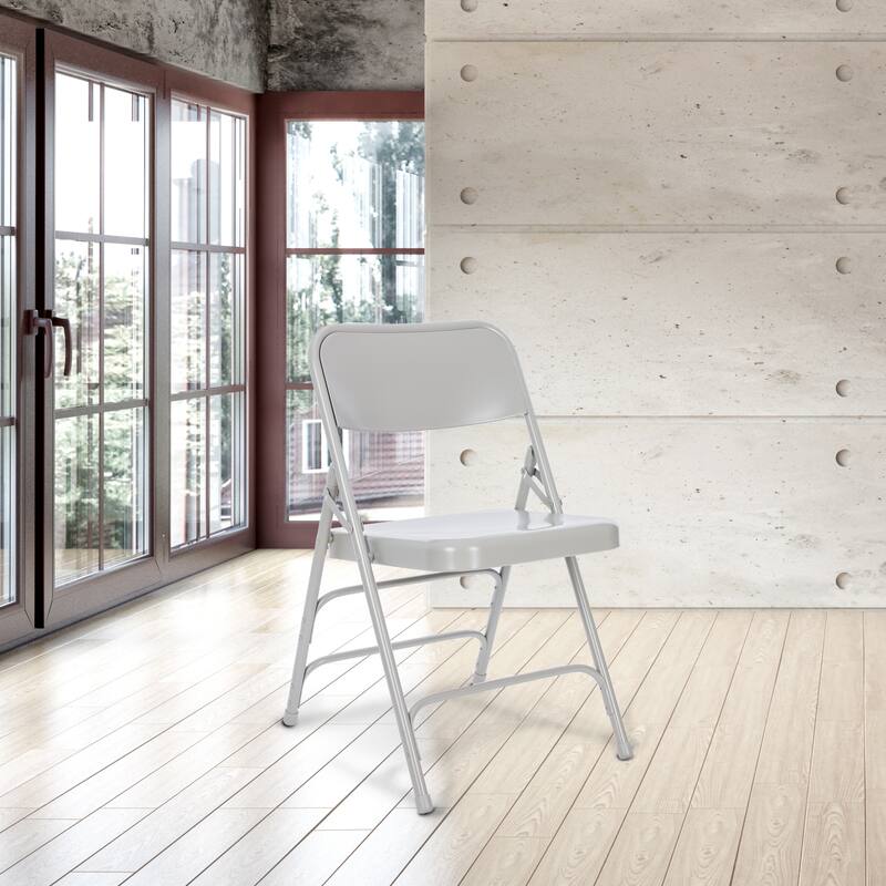 Hampden Furnishings Bernadine Collection All Metal Triple Brace Folding Chair, Pack of 4