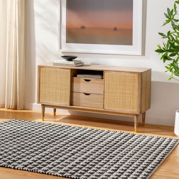 slide 2 of 6, Livabliss Jean Recycled Cotton & Jute Boho Diamond Area Rug Black/Ivory - Rectangle - 2' 3" x 3' 9"