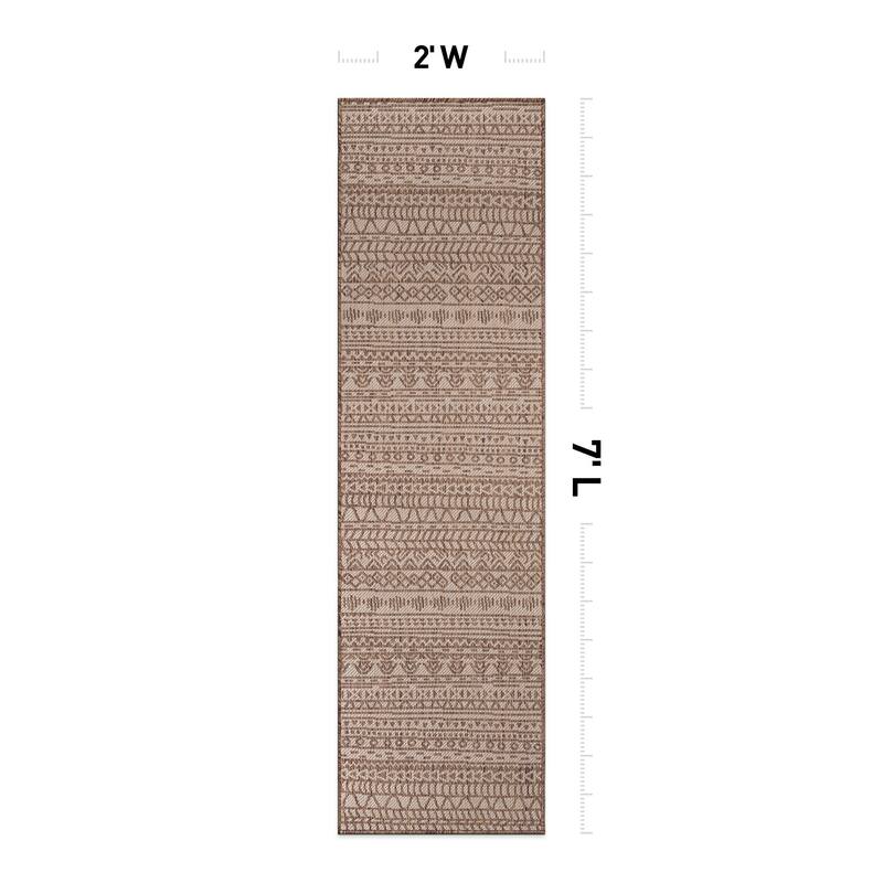 World Rug Gallery Contemporary Geometric Bohemian Textured Flat Weave Indoor/Outdoor Area Rug