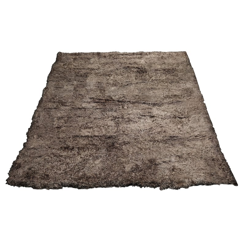 9'5''x9'5'' Square Machine Made Brown Shag Plush Pile Contemporary Polyster Rug - 9' 5'' x 9' 5''-Square