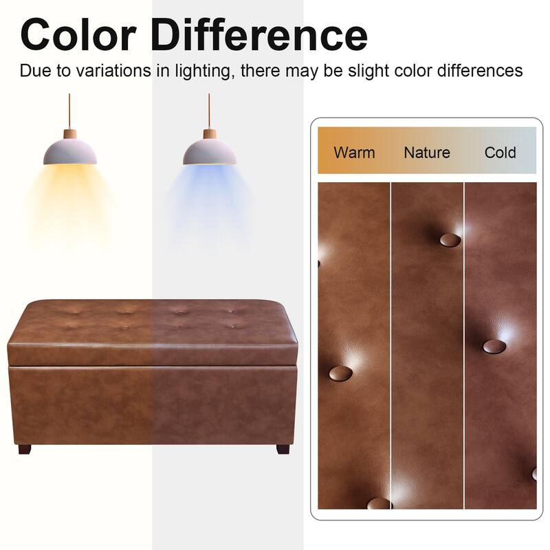 Adeco Rectangle Storage Ottoman Bench for Living Room Bedroom