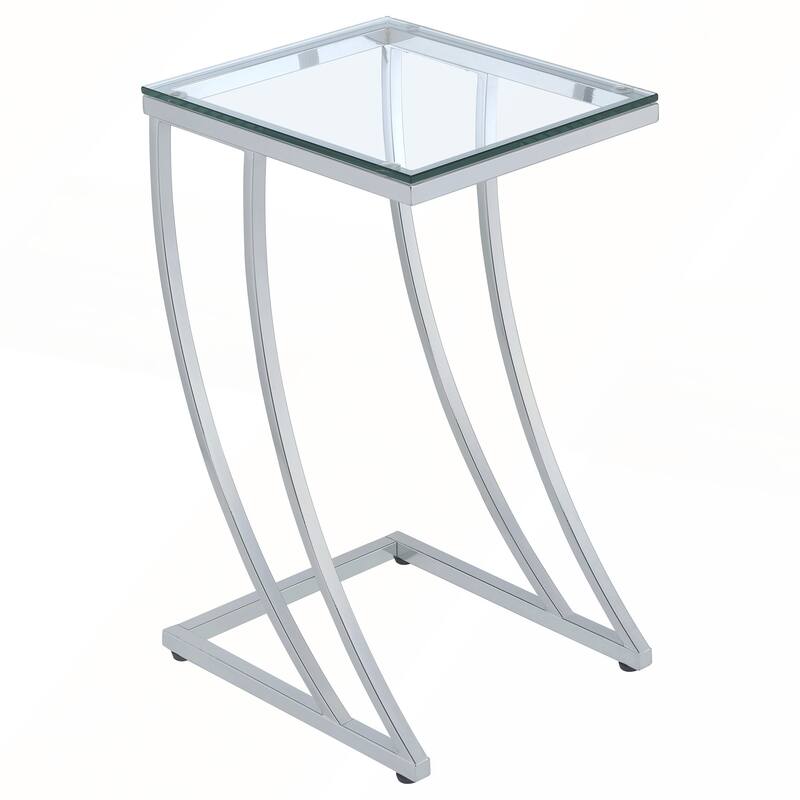 Draper Chrome Rectangular Glass Top Sofa Side Table