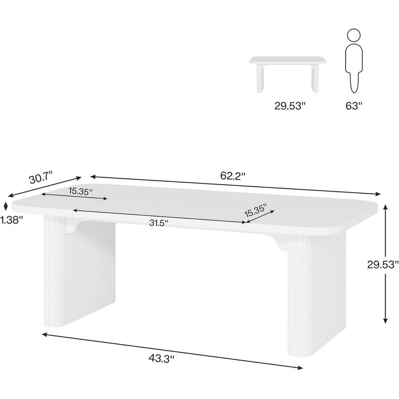 62-Inch Wood Rectangular Executive Desk Large Modern Conference Table for Home Office Boardroom