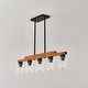 preview thumbnail 28 of 67, Farmhouse Linear Chandelier Rustic Wood Kitchen Island Lighting Dining Room Pendant Light Fixture with Seeded Glass Shade