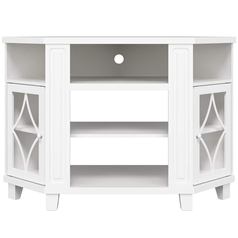 Corner TV Stands for TVs up to 55'', Media Console Table with Adjustable Shelves