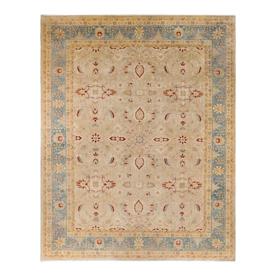 Overton Hand Knotted Wool Vintage Inspired Traditional Ottoman Beige Area Rug - 9' 2" x 11' 6"