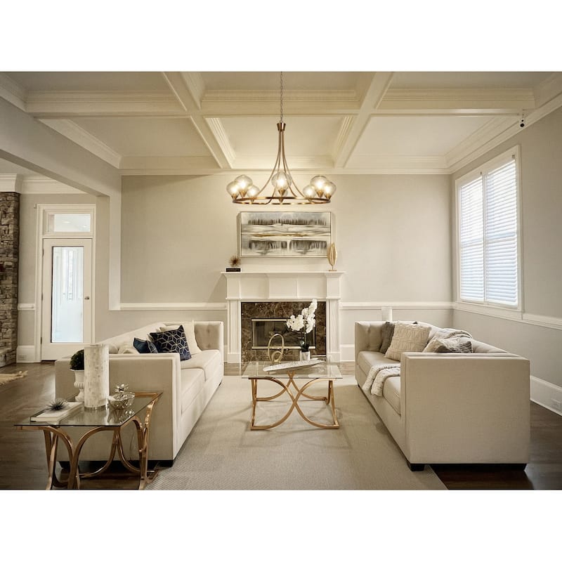 Celesn Modern Gold 8-Light 39.3 in. Wheel Chandelier Glass Lights for Dining Living Room - D 39.3" x H 31.8"