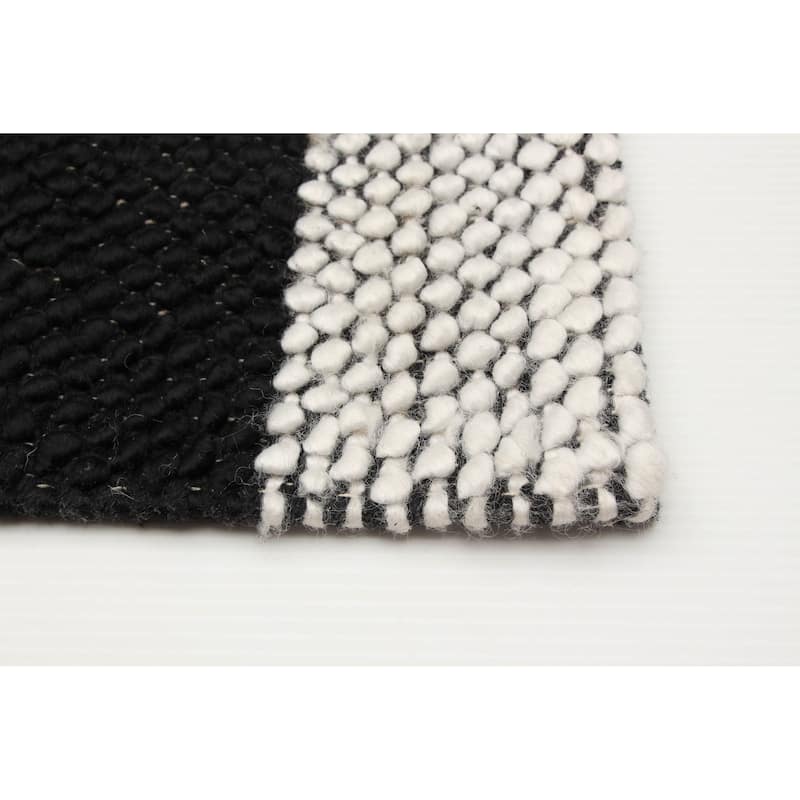 ECARPETGALLERY Braid weave Sienna Black Wool Rug - 5'9 x 6'0