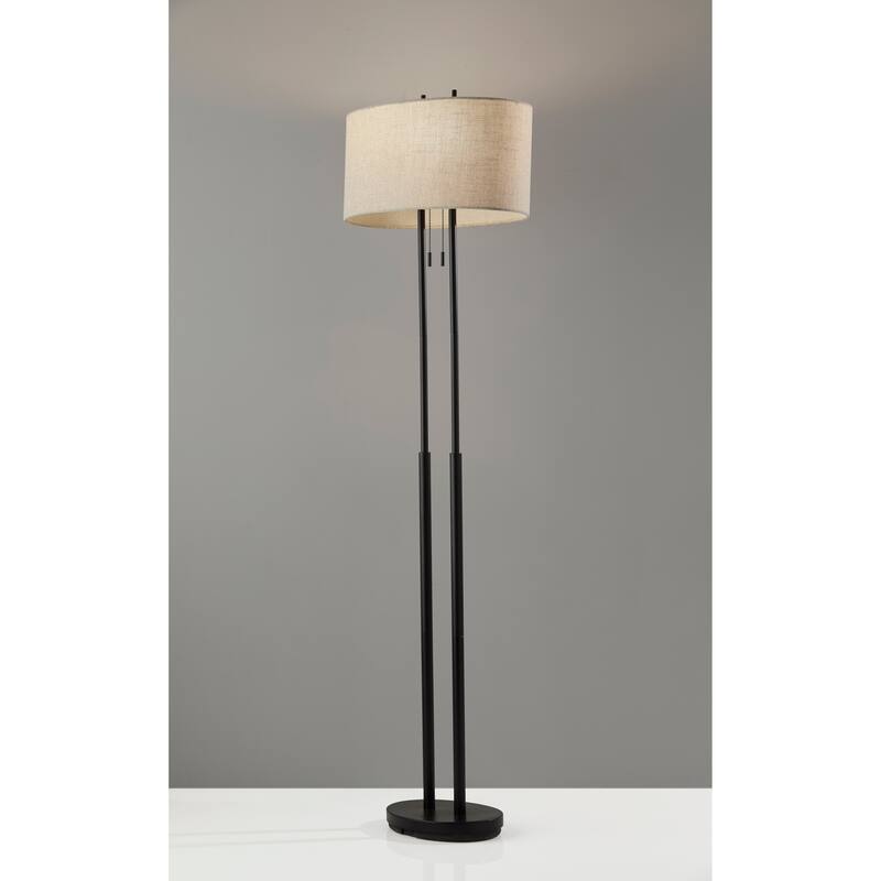 Strick & Bolton Lissie Brushed Steel Double Socket Floor Lamp