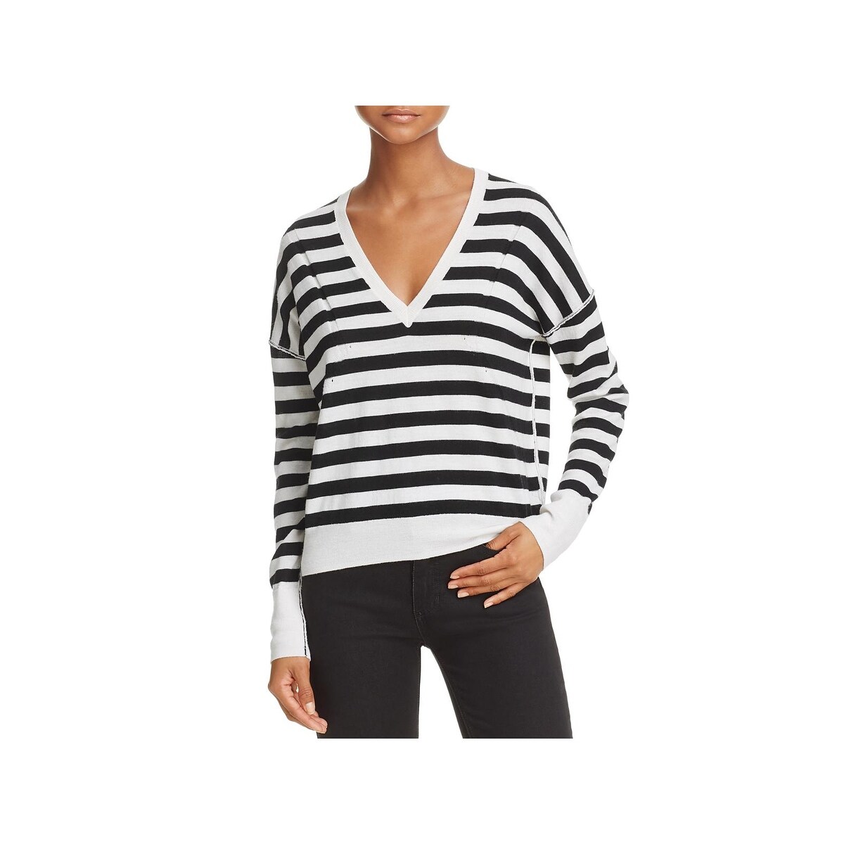 Shop Rag Bone Womens V Neck Sweater Extra Fine Merino Wool Distressed Free Shipping Today Overstock 25324183