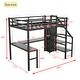 preview thumbnail 8 of 9, Black Full XL Size Metal Loft Bed with L-shaped Desk and USB, Wardrobe and Adjustable Shelf, LED for Kids, Teens, Adults