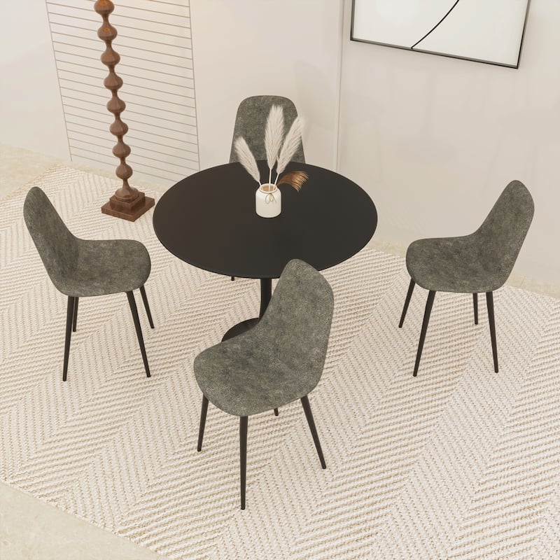 Black Round Tulip Table Dining Table Mid-Century Design