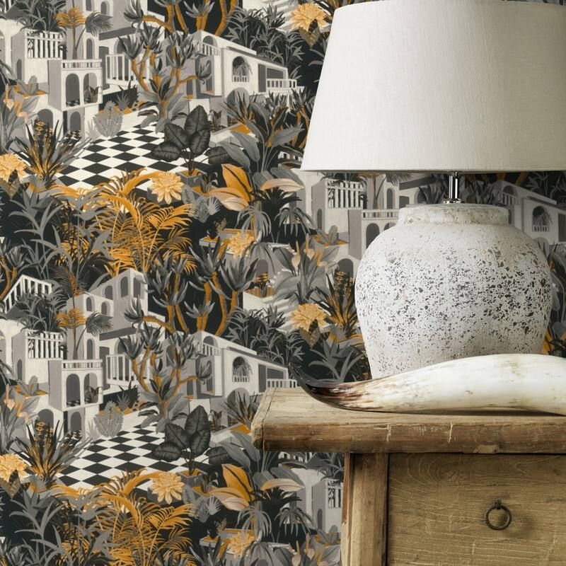 Rasch Merian Grey Architectural Wallpaper