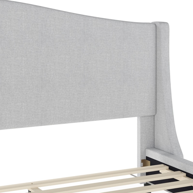 Martha Stewart Upholstered Platform Bed with Curved Headboard