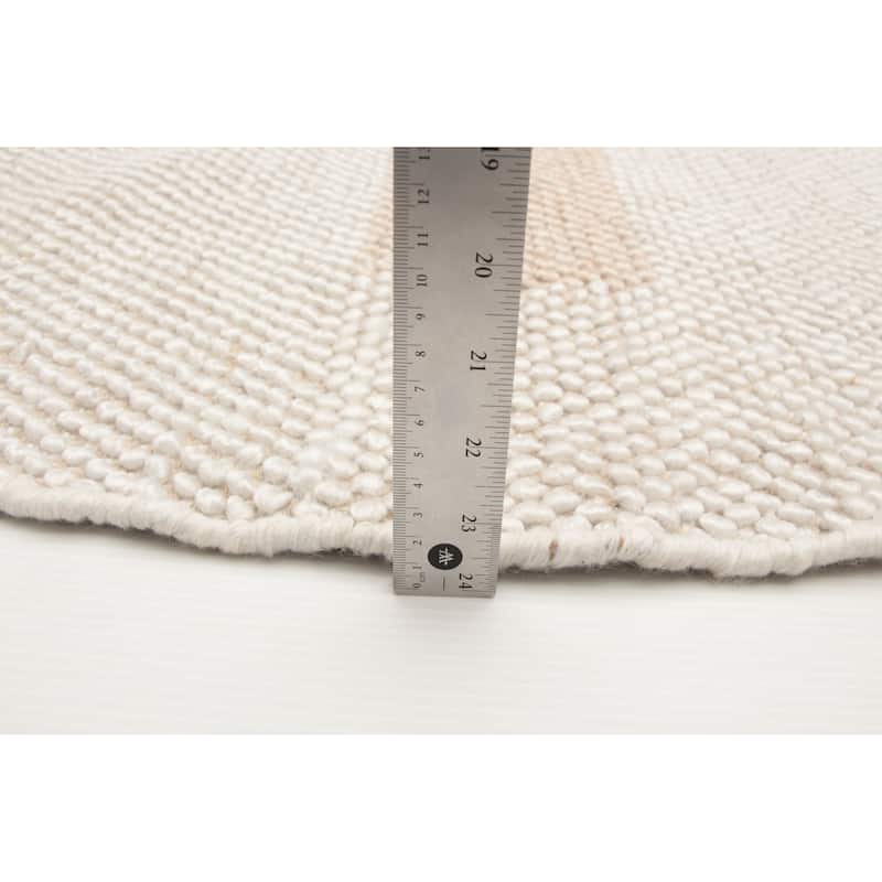 ECARPETGALLERY Braid weave Sienna White Wool Rug - 5'10 x 5'10