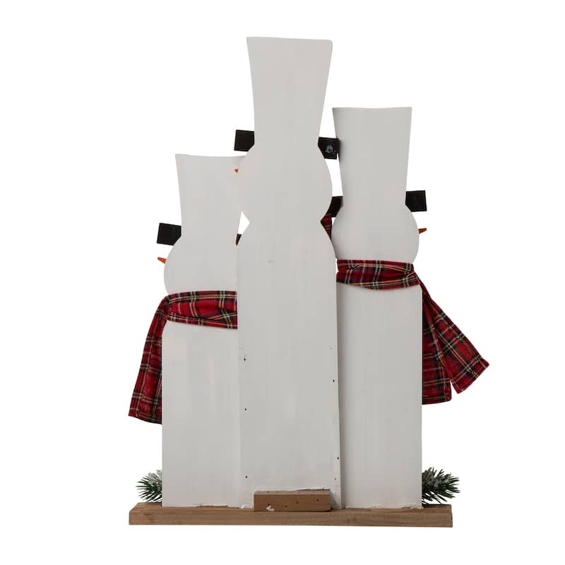 Glitzhome 18"H Wooden Snowman Family Table Decor