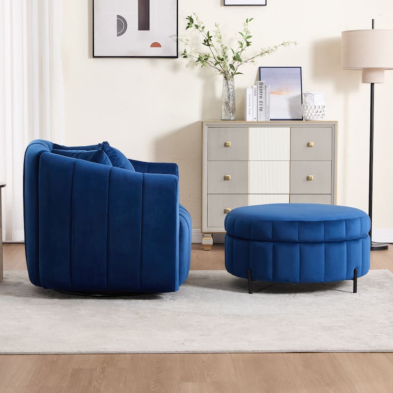 40.4"W Modern Swivel Accent Chair,Swivel Single Sofa Chair with Ottoman