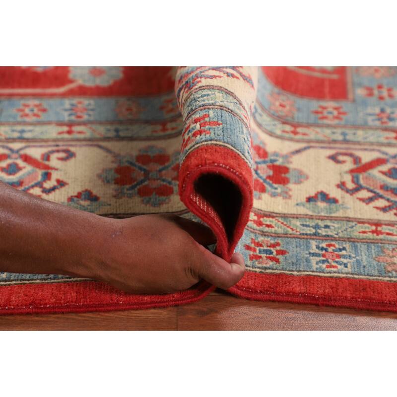 Red Kazak Oriental Area Rug Hand-Knotted Wool Carpet - 6'6" x 9'9"
