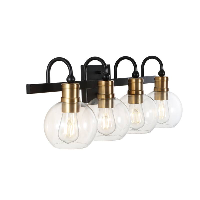 Kurtz Iron/Glass Rustic Vintage LED Vanity Light, by JONATHAN Y - 4-Light