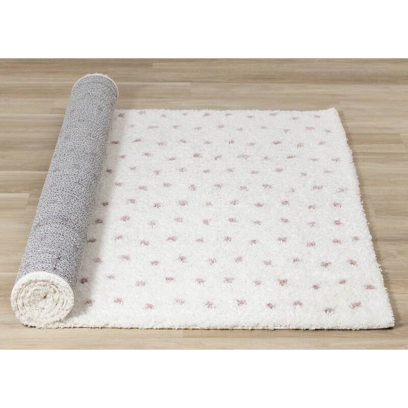 Taylor Collection - Cream Pink Dots Soft Area Rug