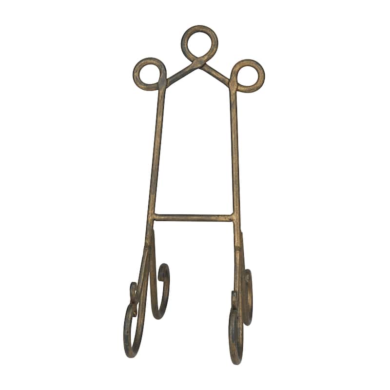 Metal Scroll Display Easel - Gold, Black or Brown - Roche River Decor - Gold -  7"W, 16"H