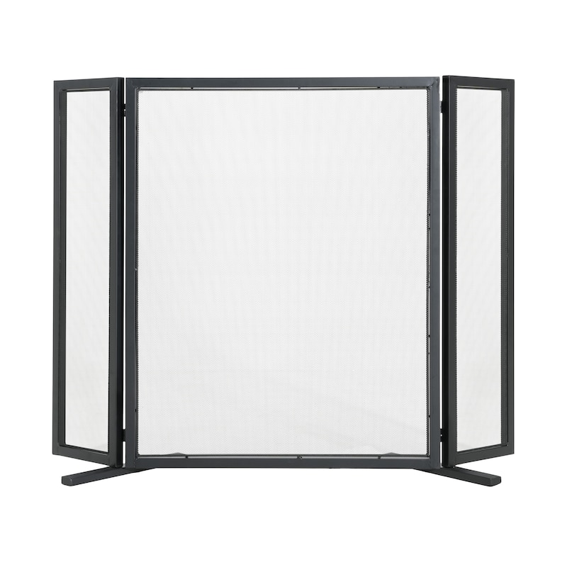 Christopher Knight Home - Quiana Modern Iron Fireplace Screen with Minimalist Mesh Panels - 40" W x 31" H