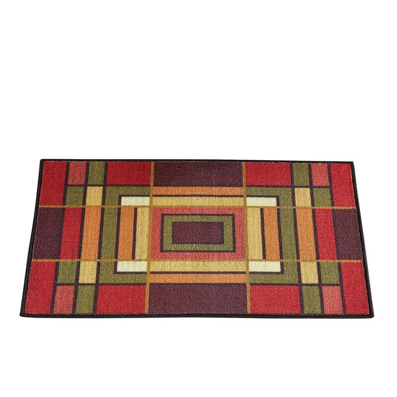 Elegant Color Block Skid-Resistant Accent Rug