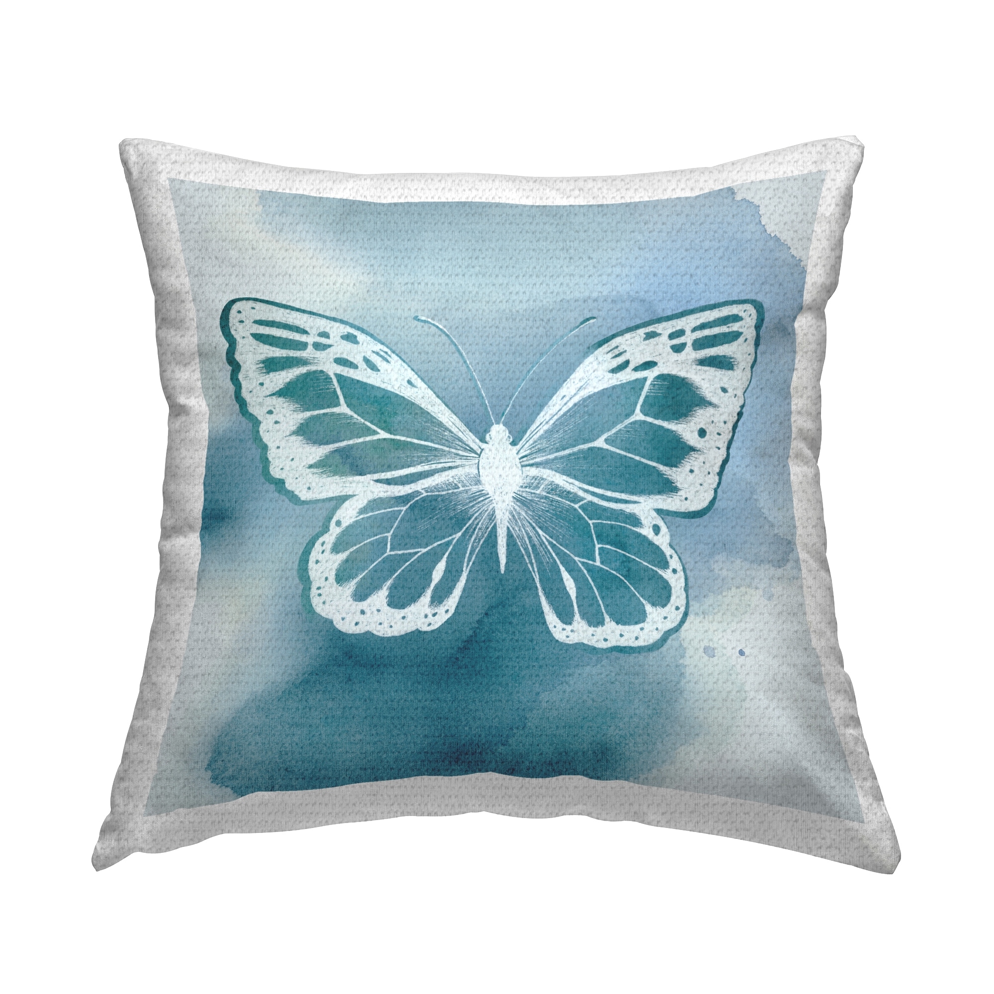 Stupell Blue Butterfly Splash Printed Outdoor Throw Pillow Design by Grace Popp