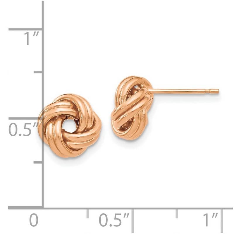 Curata 14k Rose Gold Polished 9mm Love Knot Post Earrings