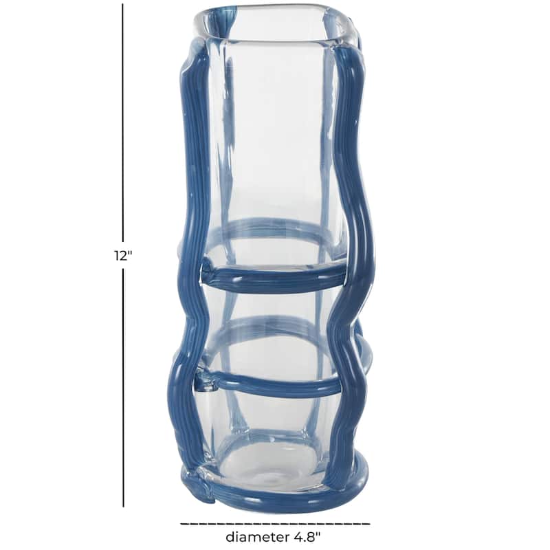 Recycled Glass Handmade Tall Decorative Vase with Glass Framing - Blue or Black - Roche River Decor