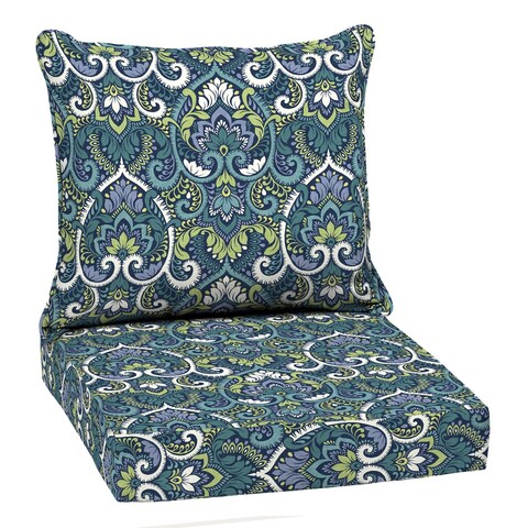 Arden Selections Sapphire Blue Leala Damask Outdoor 24 x 22 in. Deep Seat Cushion Set - 22 W x 24 D in.