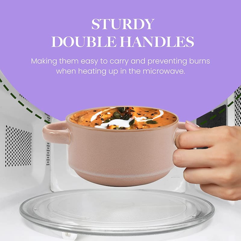 American Atelier Glazed Soup Bowls with Handles Set of 4 - 16 oz.