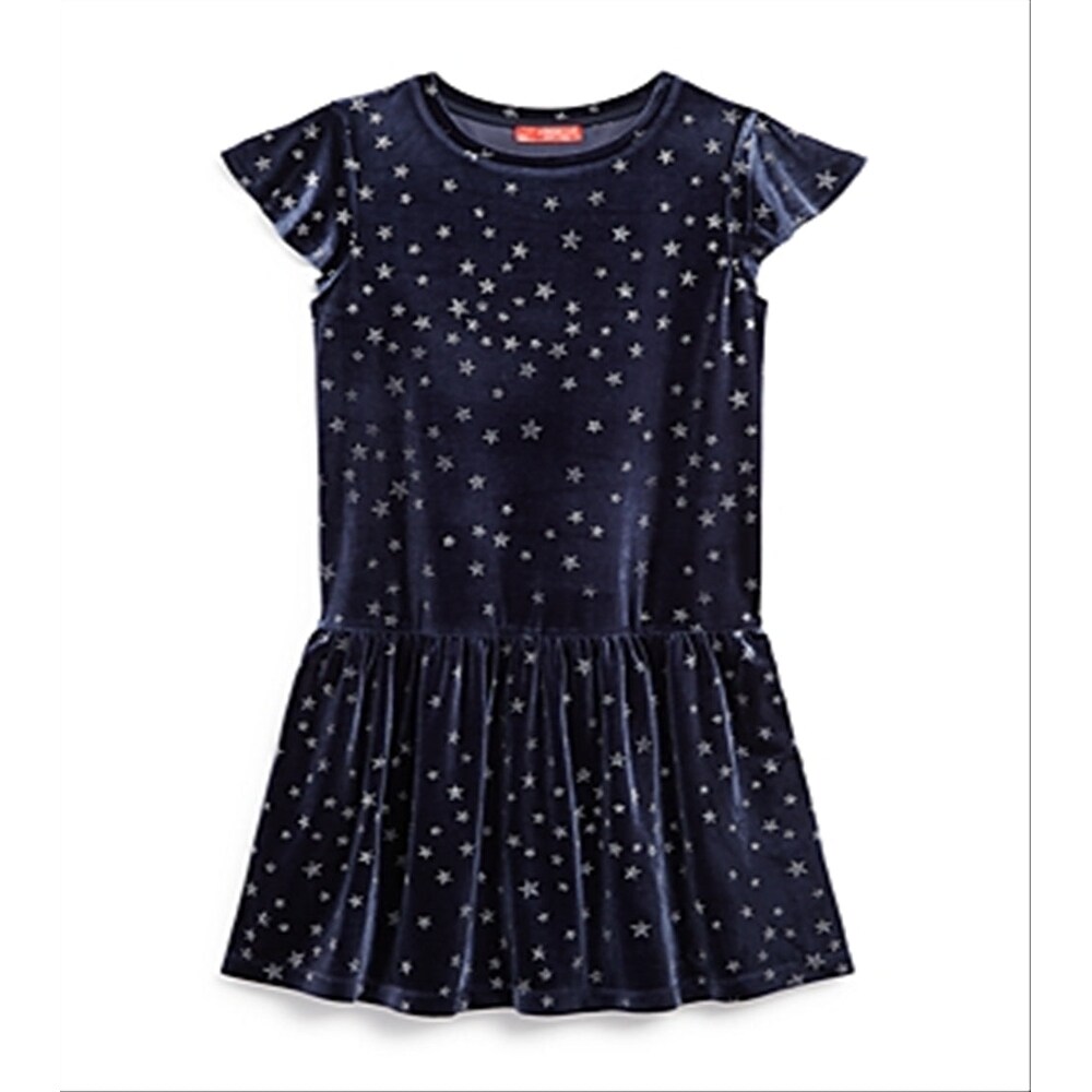 Aqua Girl's Star Print Velvet Dress - Black-Size Medium - Overstock -  40643794