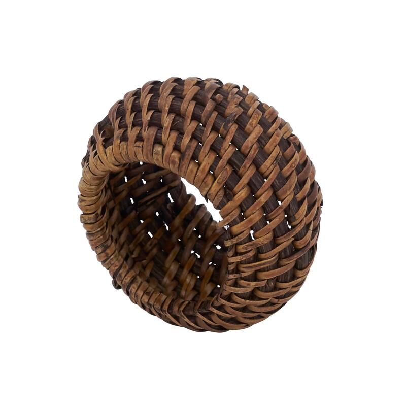 Rattan Napkin Rings With Woven Design (Set of 4)