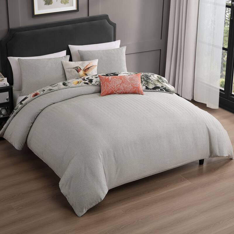 Bebejan Vintage Bloom 100% Cotton Sateen 5 Piece Reversible Comforter Set