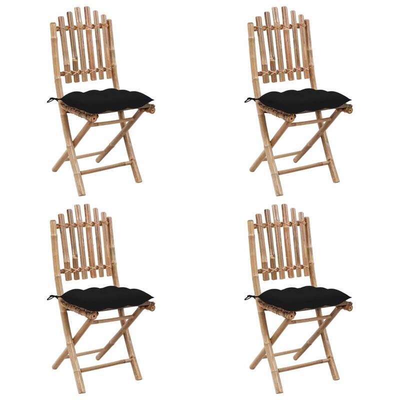 vidaXL Patio Dining Set Set of 4 Natural Bamboo Bamboo, Polyester - 12.6 x 12.6 x 10.9