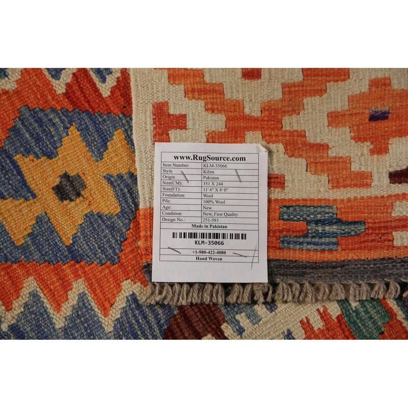 Kilim Oriental Area Rug Flatweave Reversible Multi-Color Wool Carpet - 8'0"x 11'6"