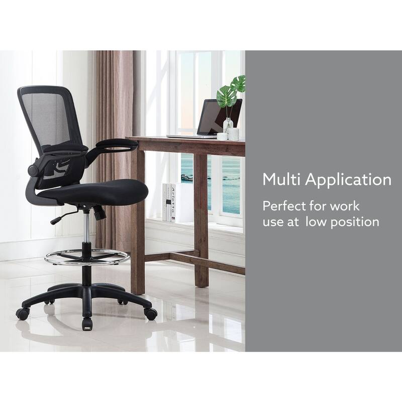 Serena Ergonomic Mesh Drafting Chair - Adjustable, Breathable Mesh, Lumbar Support, Ergonomic and Height Adjustable Flip-Top