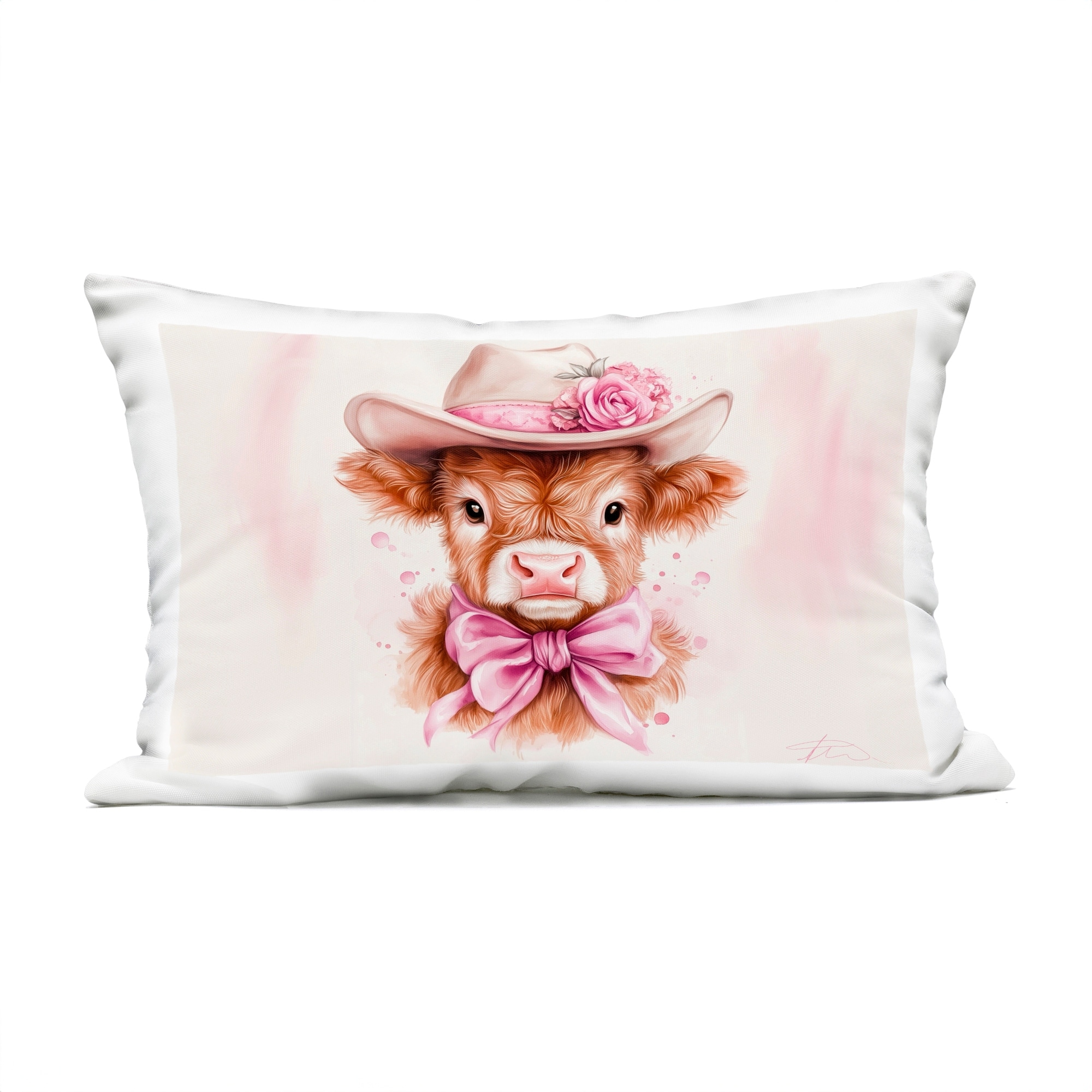 Stupell Pretty In Pink Cow Decorative Printed Outdoor Throw Pillow Design by Shawna Stewart