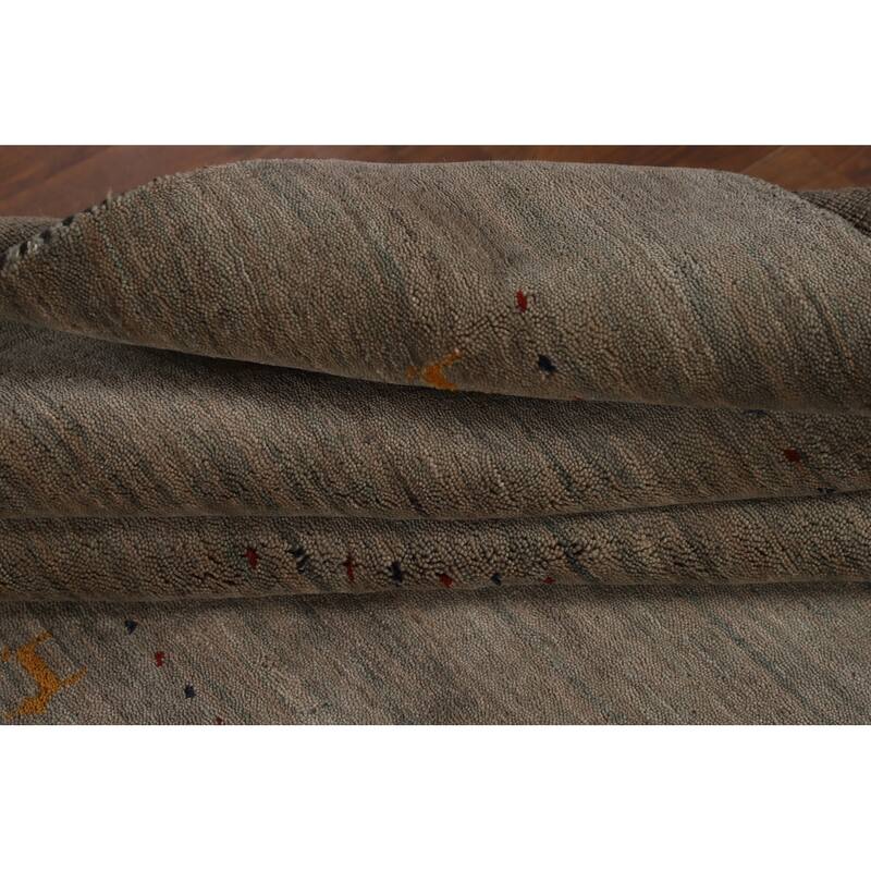 Tribal Gabbeh Indian Area Rug Hand-Knotted Wool Carpet - 7'10"x 9'10"