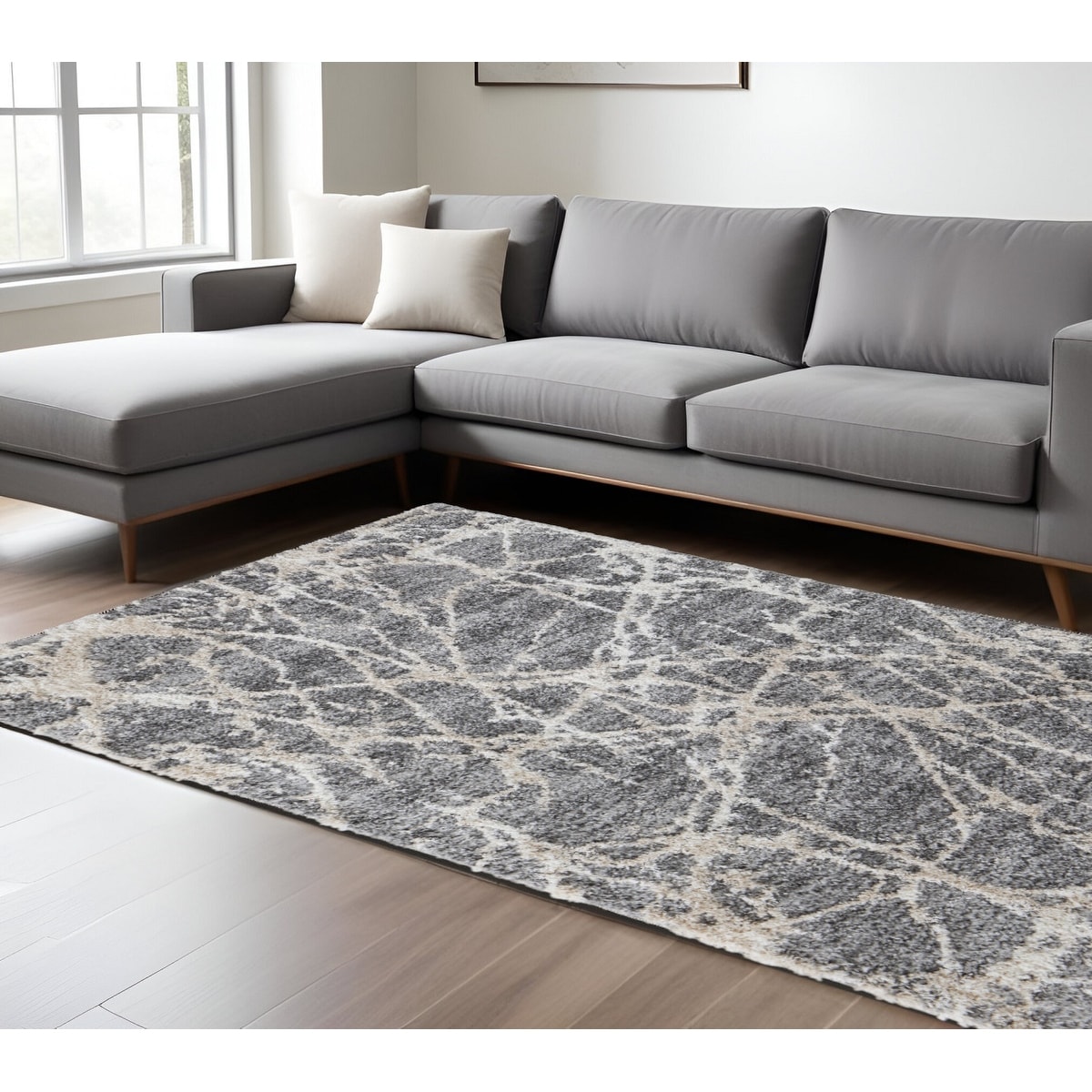 Waxex Power Loomed Abstract Modern Soft Area Rug By HomeRoots - 8' x 10'