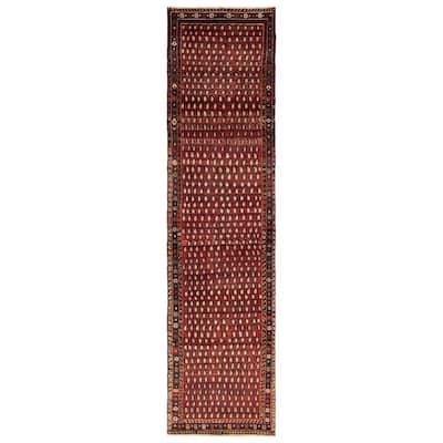 ECARPETGALLERY Hand-knotted Andelz Red Wool Rug - 3'7 x 14'0