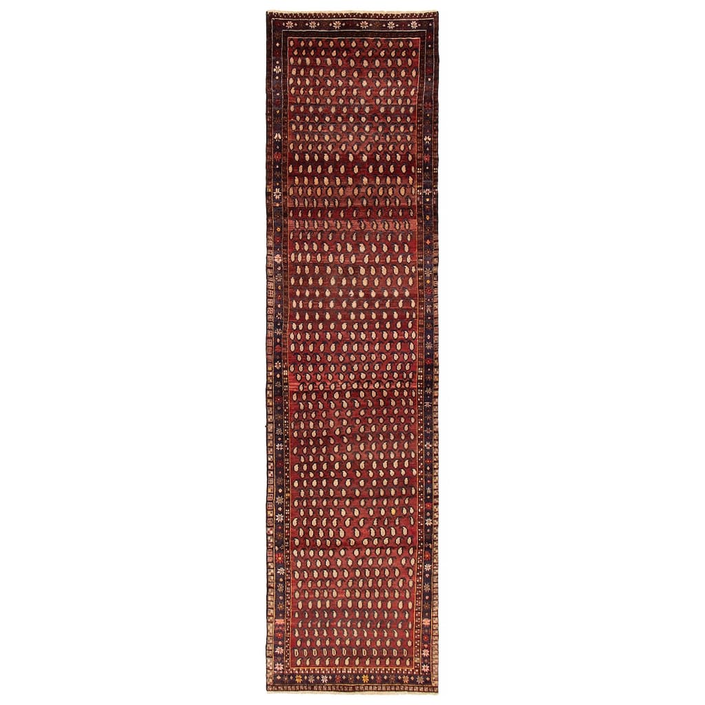 ECARPETGALLERY Hand-knotted Andelz Red Wool Rug - 3'7 x 14'0