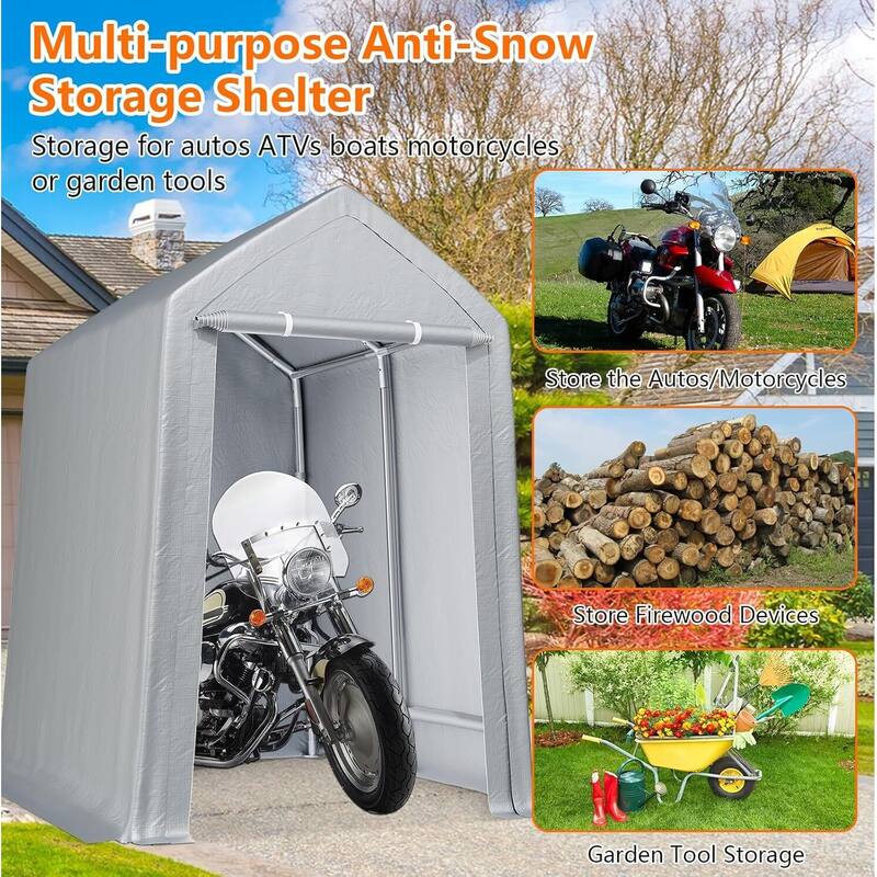 Heavy-Duty Carport Storage Shed for Motorcycles, Bicycles, and Garden Tools