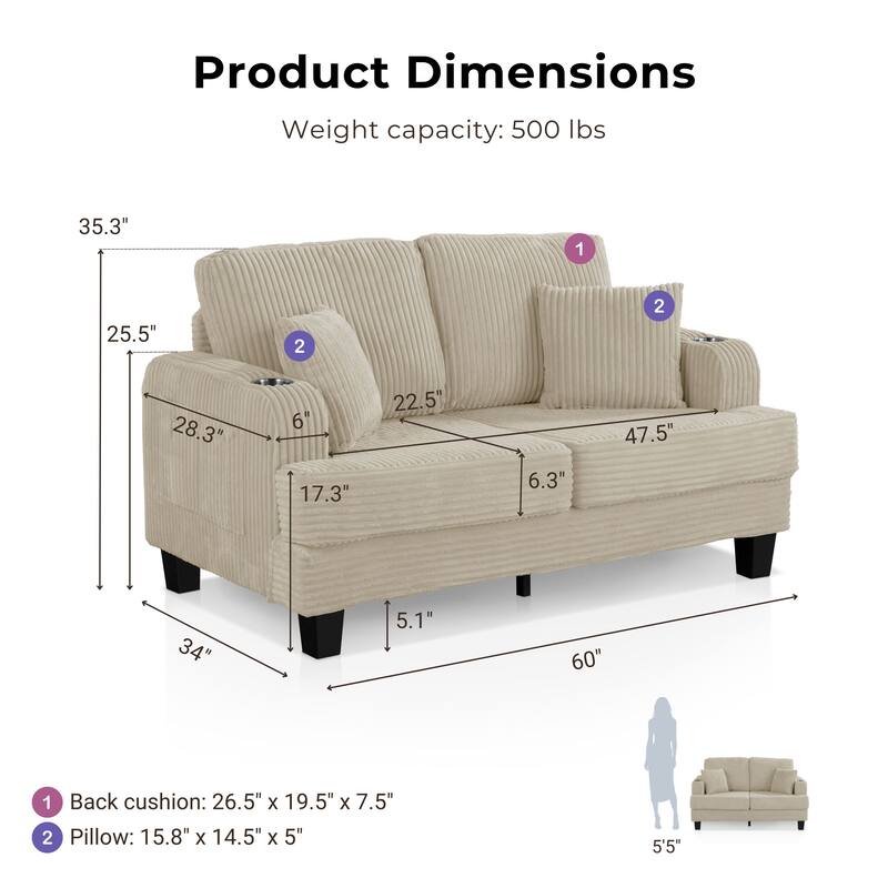 Furniture of America Xenia Modern 3-Piece Chenille Sofa and Ottoman Set