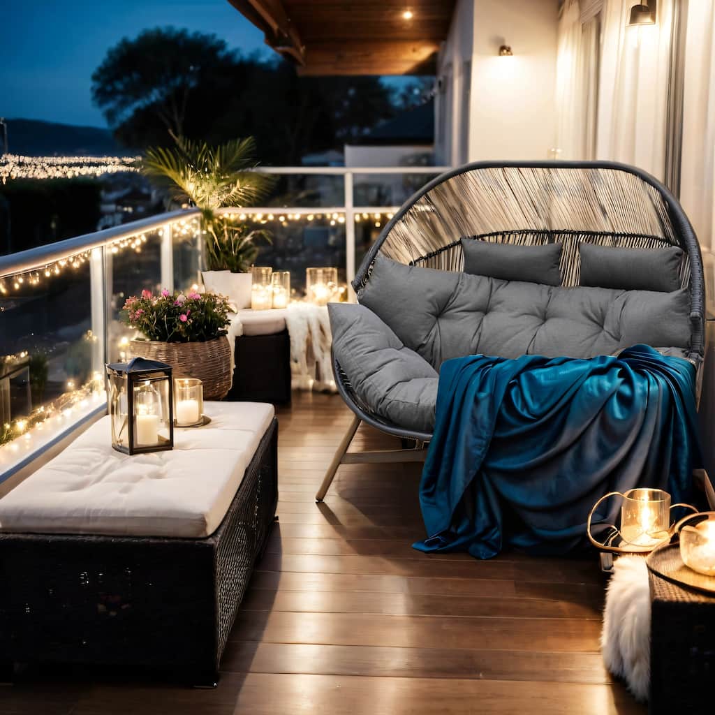 Outdoor Wicker Egg Chairs With Stand Loveseats With Cushions