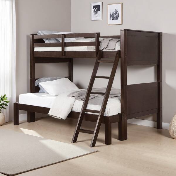 Twin over Full Wood Bunk Bed with Footboard Ladder - Bed Bath & Beyond ...