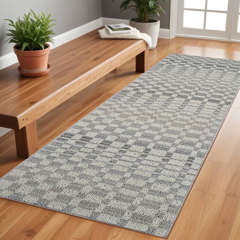Bohe Distressed Stain Resistant Durable Area Rug By HomeRoots - 2' X 8' - 2' X 8' - Gray and Beige - Rectangle