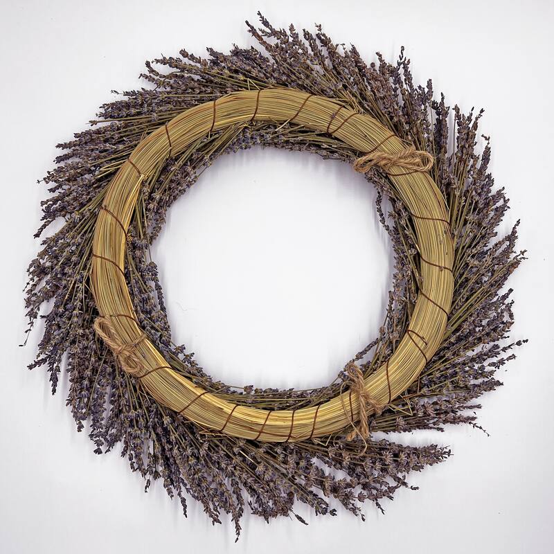 Preserved Decorative Real Dried Lavender Wreath - Purple