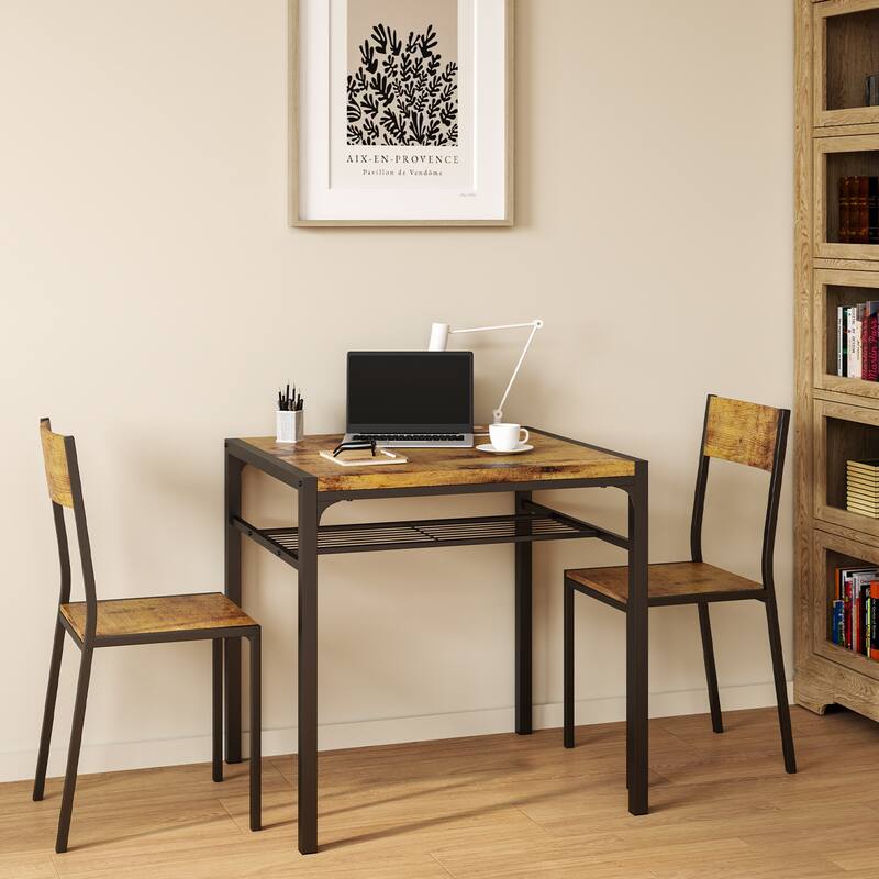 3 Piece Kitchen Table, Dining Table with 2 Chairs Set for Small Space